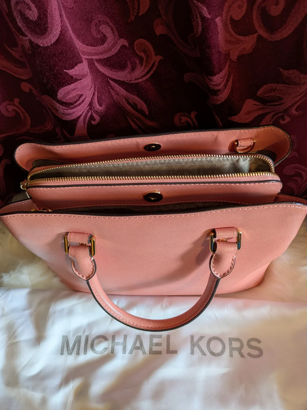Michael Kors Pink Saffiano Leather Tote Bag